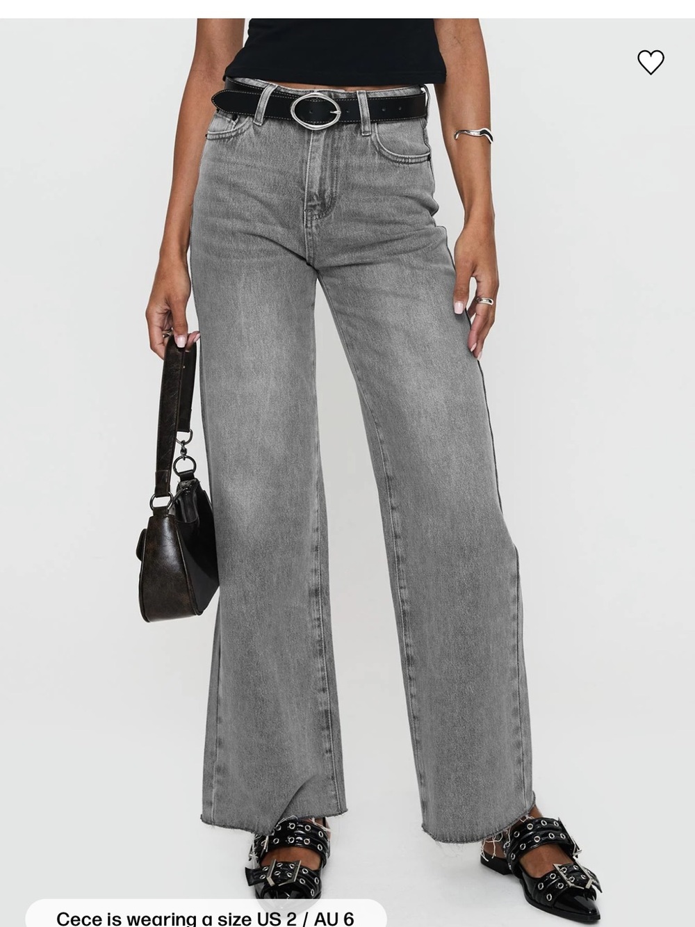 NWT PRINCESS POLLY Henesey High Rise Straight Leg Jeans Washed Grey